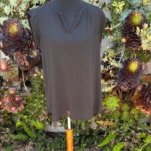 Pleione Black Sleeveless Mandarin Collar Blouse